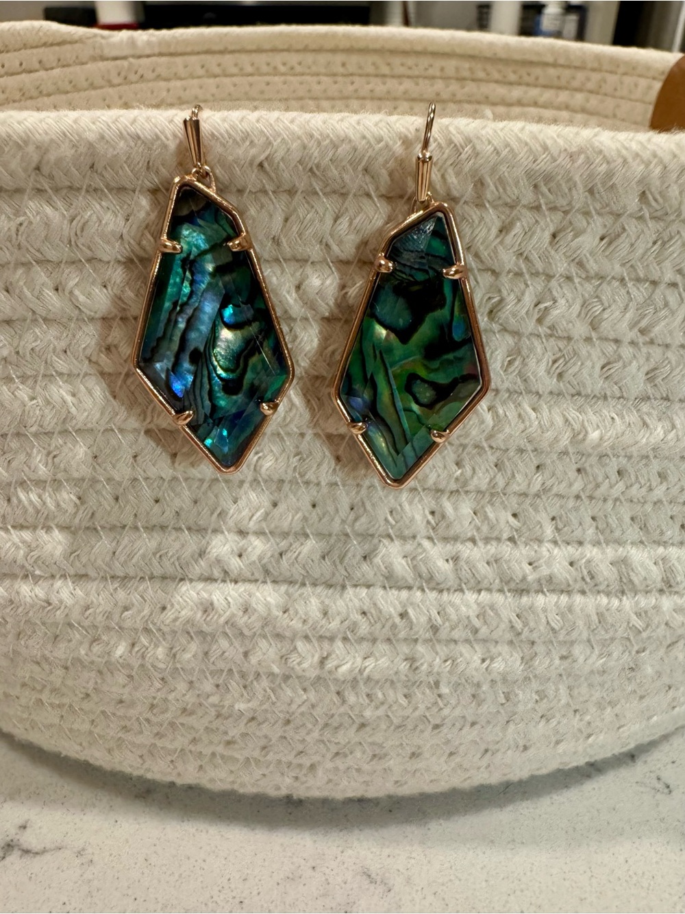 NWOT Kendra Scott Emmie Drop Earrings Abalone Shell Drop Earrings Rose Gold